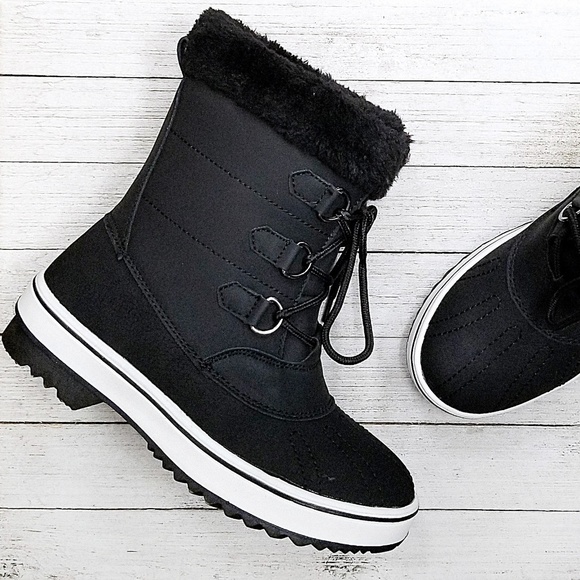 Faux Fur Lace Up Winter Snow Boots